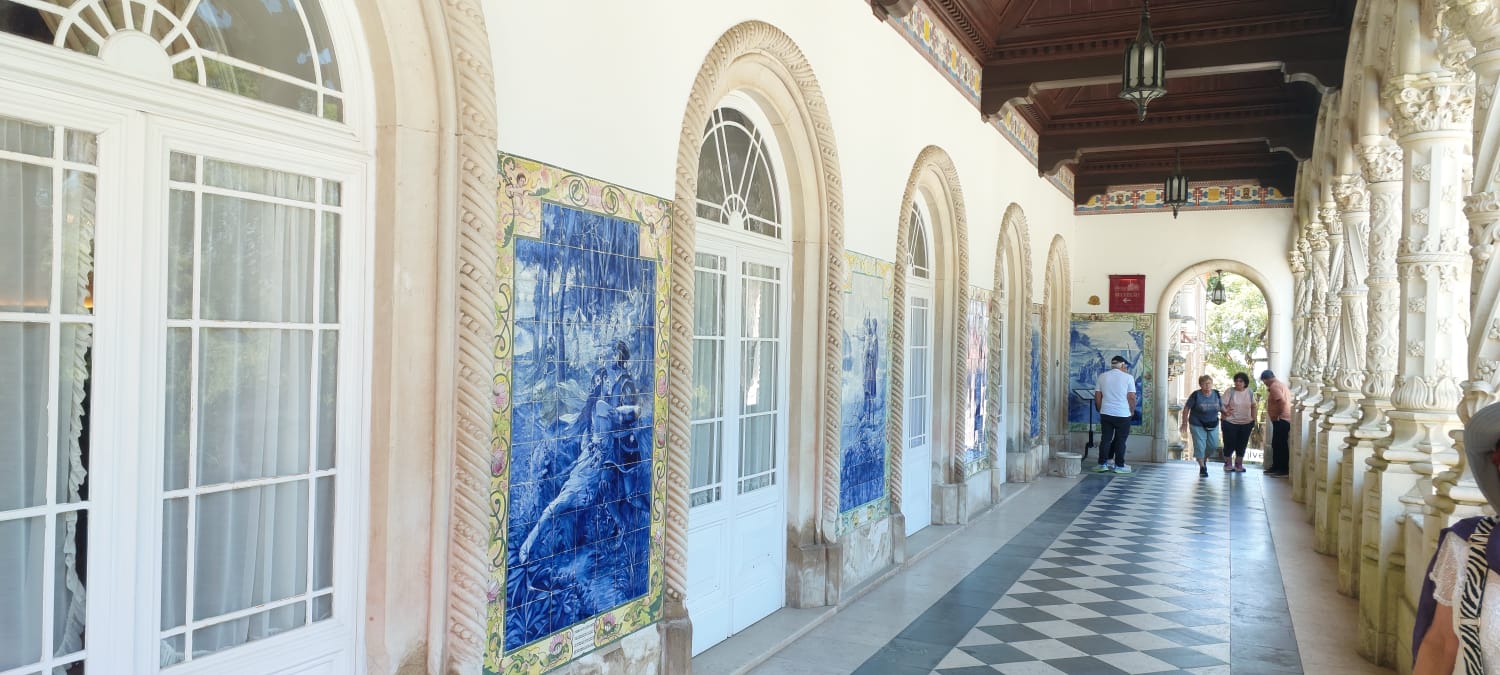 אריחי אזולז'ו כחולים בפרוזדור ארמון בוסאקו בפורטוגל – טיול לפורטוגל פורטו והצפון